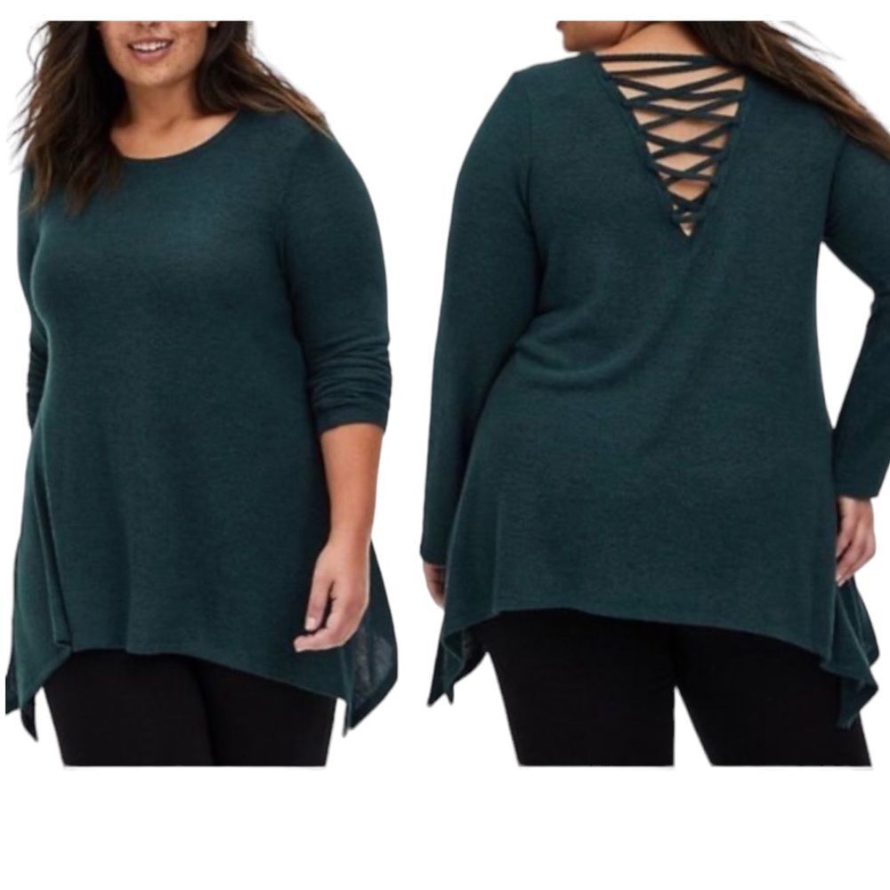 Torrid Super Soft Plush Lace-Up Back Tunic Sweatshirt